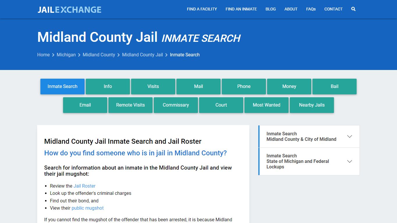 Inmate Search: Roster & Mugshots - Midland County Jail, MI - Jail Exchange
